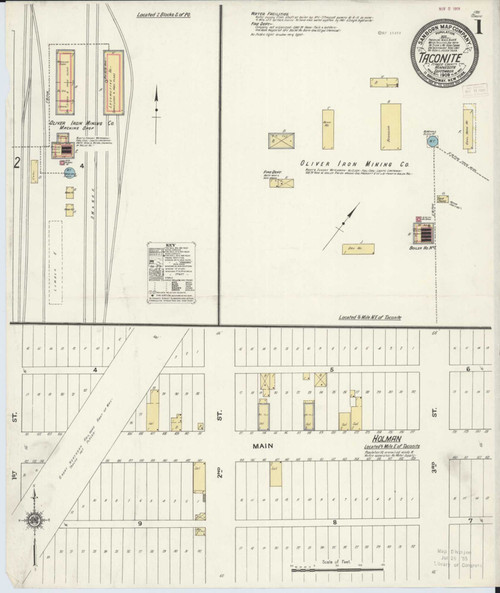 Taconite Minnesota 1909 - Fire Insurance Index - Old Map Reprint