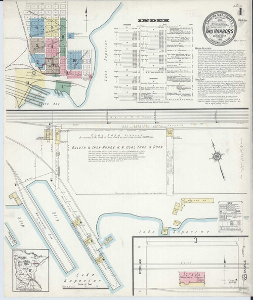 Two Harbors Minnesota 1914 - Fire Insurance Index - Old Map Reprint