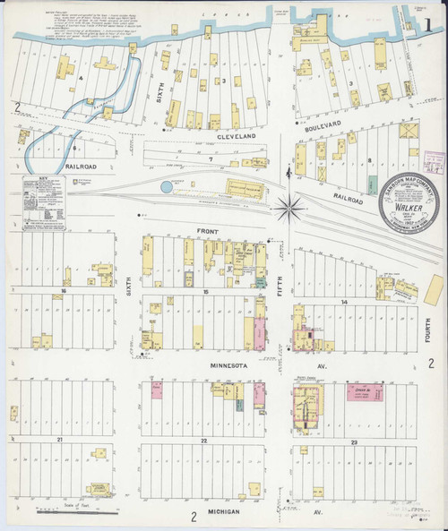 Walker Minnesota 1907 - Fire Insurance Index - Old Map Reprint