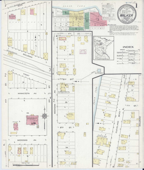 Walker Minnesota 1914 - Fire Insurance Index - Old Map Reprint