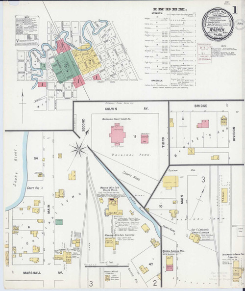 Warren Minnesota 1899 - Fire Insurance Index - Old Map Reprint
