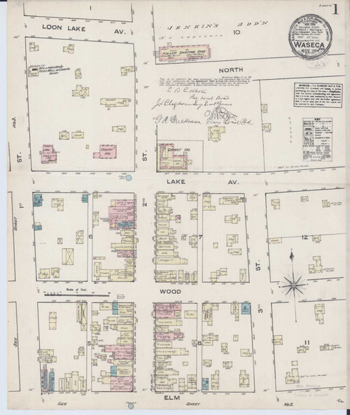Waseca Minnesota 1884 - Fire Insurance Index - Old Map Reprint