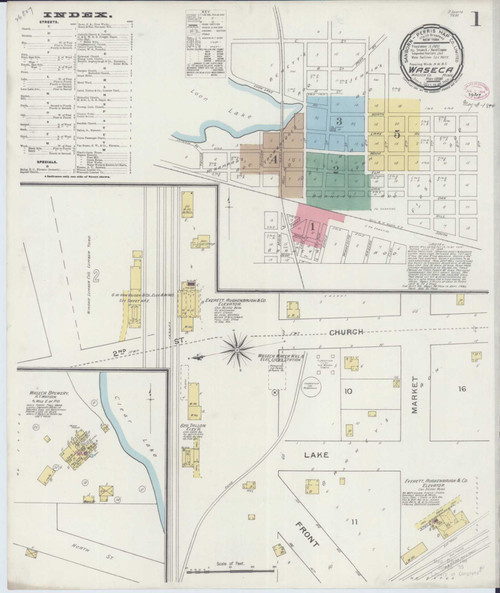 Waseca Minnesota 1894 - Fire Insurance Index - Old Map Reprint
