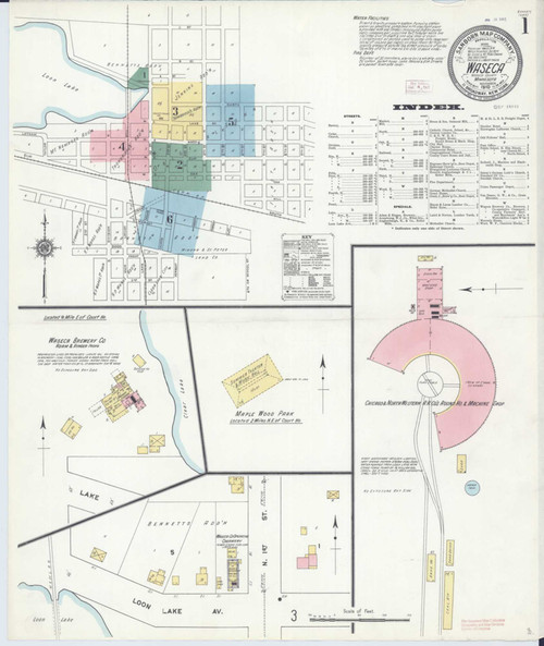 Waseca Minnesota 1910 - Fire Insurance Index - Old Map Reprint