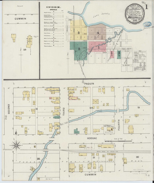 Waterville Minnesota 1894 - Fire Insurance Index - Old Map Reprint