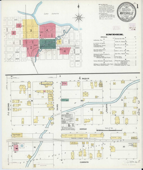 Waterville Minnesota 1909 - Fire Insurance Index - Old Map Reprint
