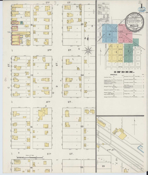 Wells Minnesota 1894 - Fire Insurance Index - Old Map Reprint