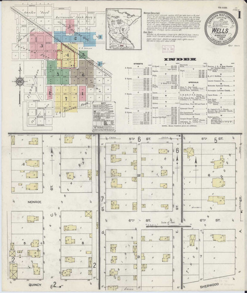 Wells Minnesota 1914 - Fire Insurance Index - Old Map Reprint
