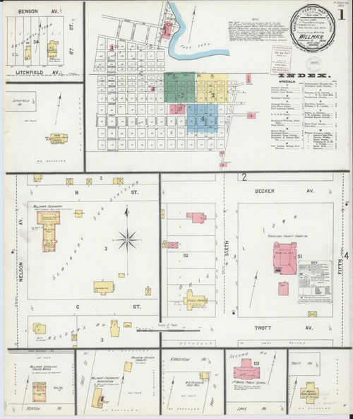 Willmar Minnesota 1899 - Fire Insurance Index - Old Map Reprint