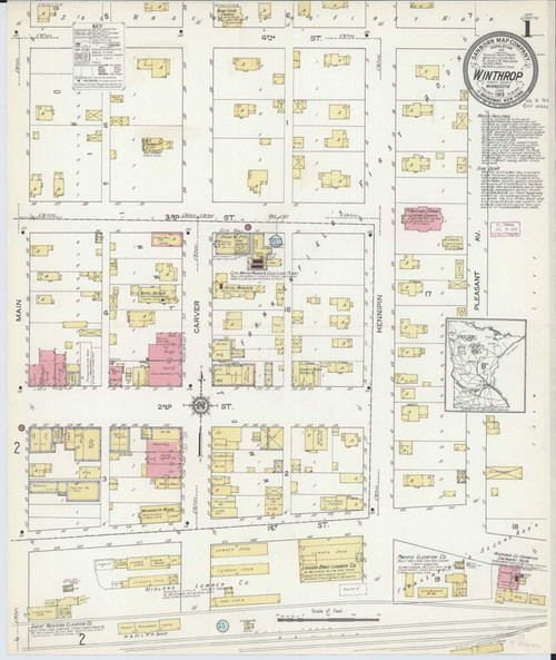 Winthrop Minnesota 1913 - Fire Insurance Index - Old Map Reprint