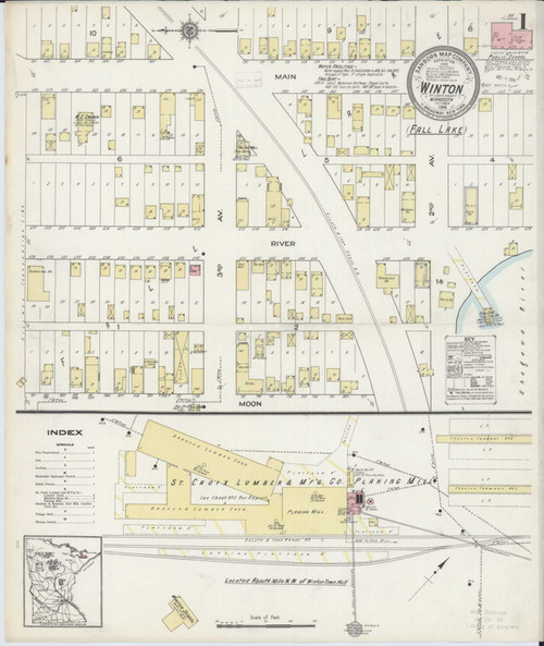 Winton Minnesota 1914 - Fire Insurance Index - Old Map Reprint