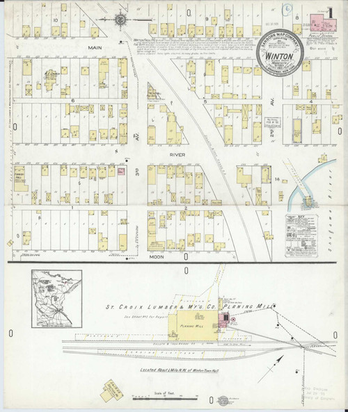 Winton Minnesota 1921 - Fire Insurance Index - Old Map Reprint