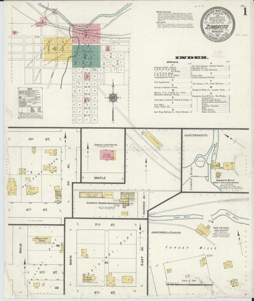 Zumbrota Minnesota 1911 - Fire Insurance Index - Old Map Reprint