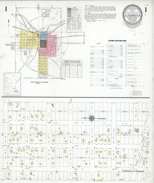 Zumbrota Minnesota 1948 - Fire Insurance Index - Old Map Reprint