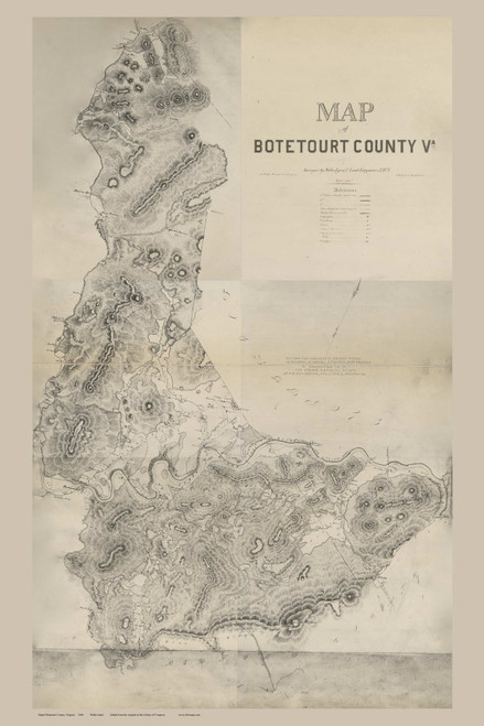 Botetourt County Virginia 1860 - Old Map Reprint