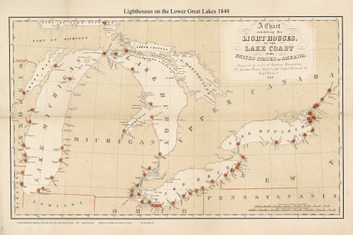 Lower Great Lakes 1848 Lighthouses Custom - USA Regional 7