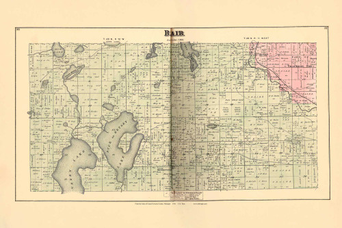 Blair, Michigan 1881 Old Town Map Print - Grand Traverse Co. 36-37