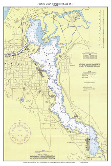 Manistee Lake 1975 Lake Michigan Harbor Chart Reprint Great Lakes 7 - Custom