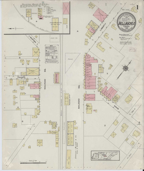 Bell Buckle Tennessee 1914 - Fire Insurance Index - Old Map Reprint