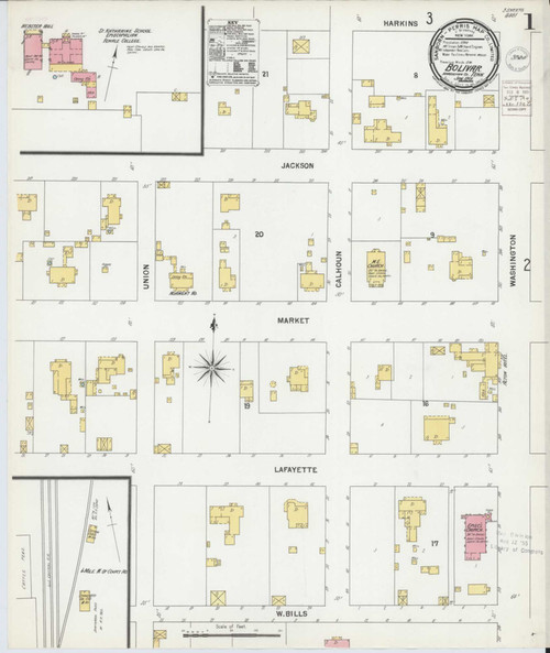 Bolivar Tennessee 1901 - Fire Insurance Index - Old Map Reprint