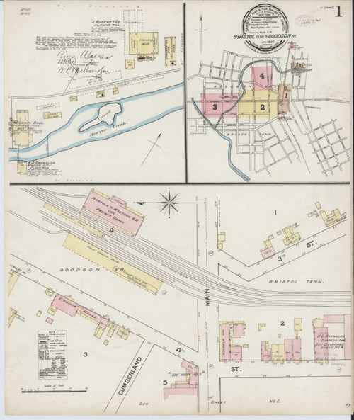 Bristol Tennessee 1888 - Fire Insurance Index - Old Map Reprint