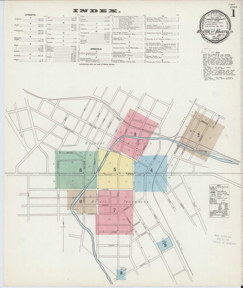 Bristol Tennessee 1898 - Fire Insurance Index - Old Map Reprint