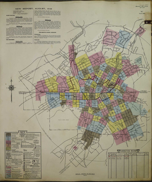 Bristol Tennessee 1951 - Fire Insurance Index - Old Map Reprint