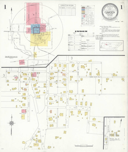 Camden Tennessee 1933 - Fire Insurance Index - Old Map Reprint