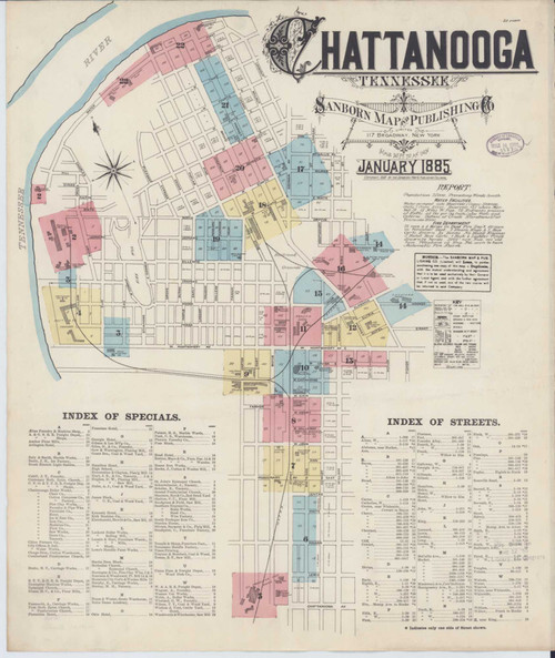 Chattanooga Tennessee 1885 - Fire Insurance Index - Old Map Reprint