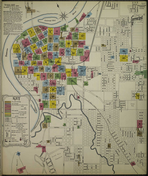 Chattanooga Tennessee 1901 - Fire Insurance Index - Old Map Reprint
