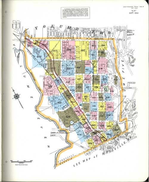 Chattanooga Tennessee 1955 V4 - Fire Insurance Index - Old Map Reprint