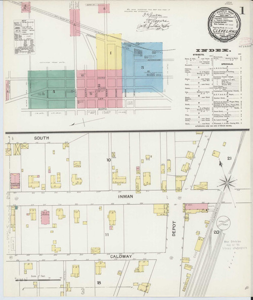 Cleveland Tennessee 1892 - Fire Insurance Index - Old Map Reprint