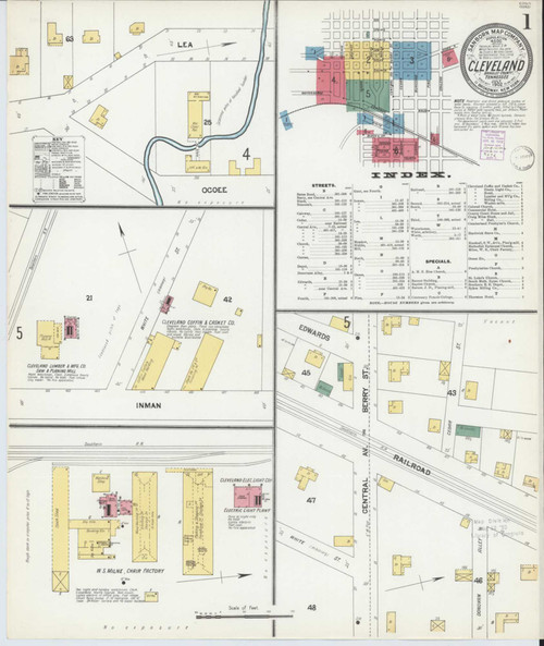 Cleveland Tennessee 1902 - Fire Insurance Index - Old Map Reprint
