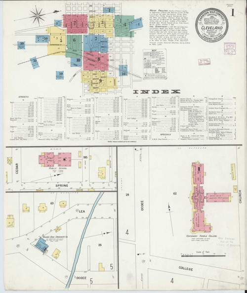 Cleveland Tennessee 1907 - Fire Insurance Index - Old Map Reprint