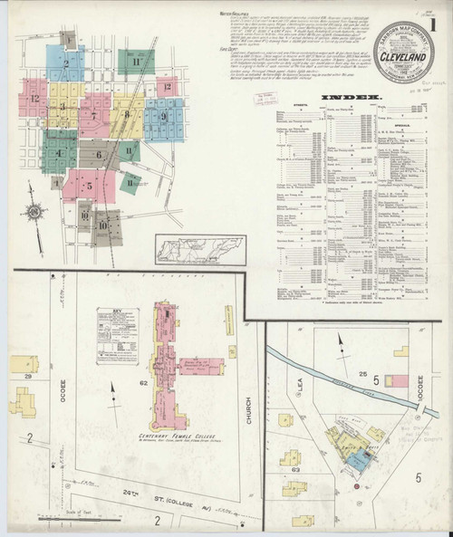 Cleveland Tennessee 1912 - Fire Insurance Index - Old Map Reprint