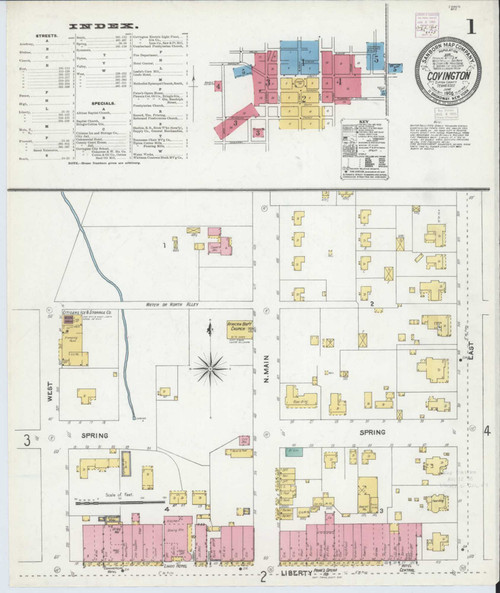 Covington Tennessee 1905 - Fire Insurance Index - Old Map Reprint