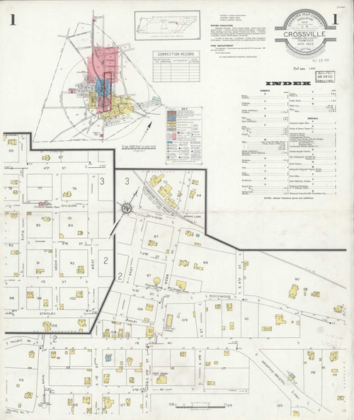 Crossville Tennessee 1933 - Fire Insurance Index - Old Map Reprint