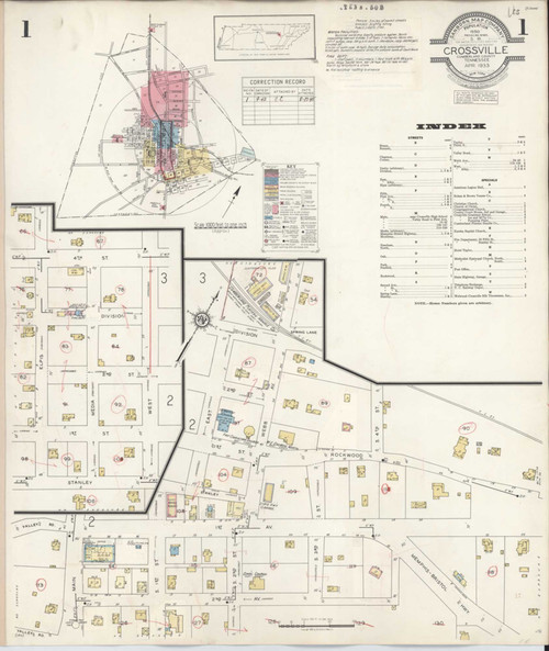 Crossville Tennessee 1942 - Fire Insurance Index - Old Map Reprint