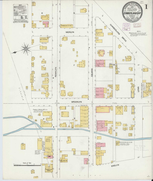 Cumberland Gap Tennessee 1906 - Fire Insurance Index - Old Map Reprint
