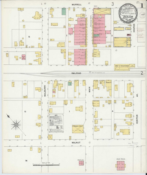 Dickson Tennessee 1899 - Fire Insurance Index - Old Map Reprint