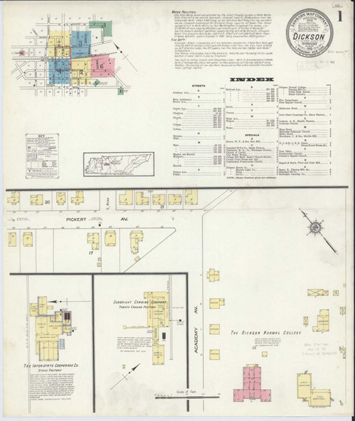 Dickson Tennessee 1913 - Fire Insurance Index - Old Map Reprint