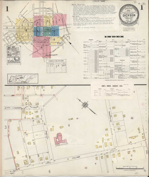 Dickson Tennessee 1941 - Fire Insurance Index - Old Map Reprint