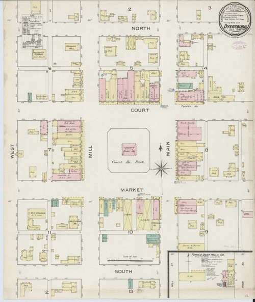 Dyersburg Tennessee 1886 - Fire Insurance Index - Old Map Reprint