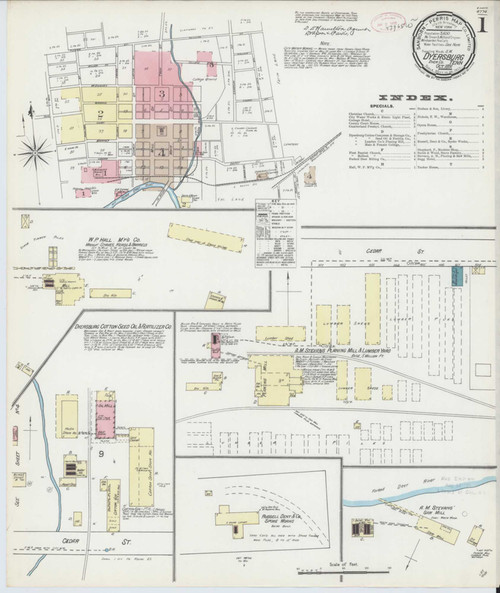 Dyersburg Tennessee 1891 - Fire Insurance Index - Old Map Reprint