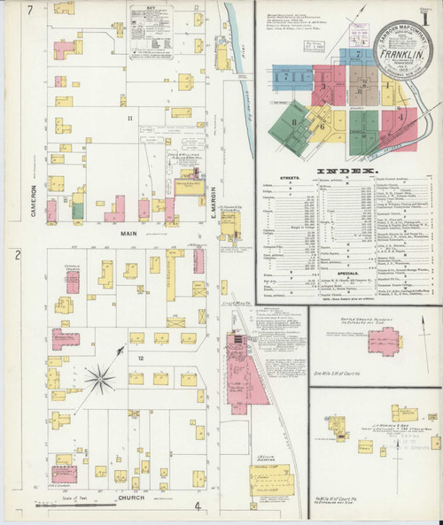 Franklin Tennessee 1903 - Fire Insurance Index - Old Map Reprint
