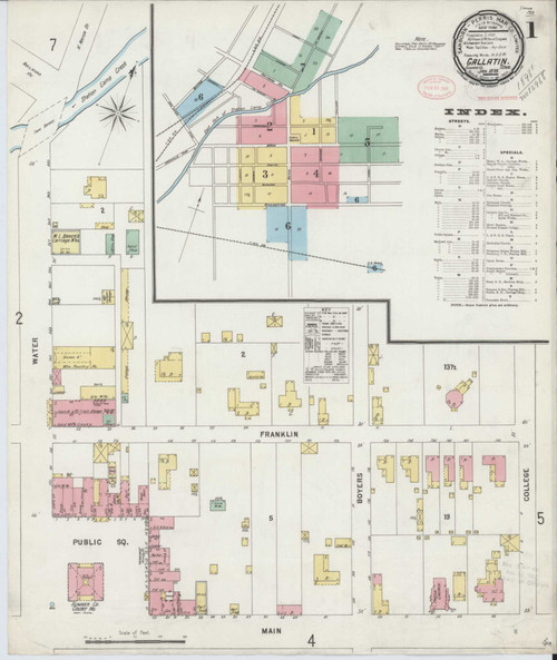 Gallatin Tennessee 1898 - Fire Insurance Index - Old Map Reprint