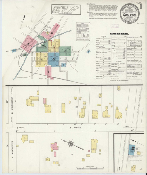 Gallatin Tennessee 1913 - Fire Insurance Index - Old Map Reprint