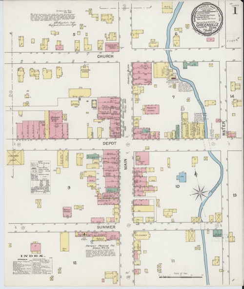 Greeneville Tennessee 1892 - Fire Insurance Index - Old Map Reprint