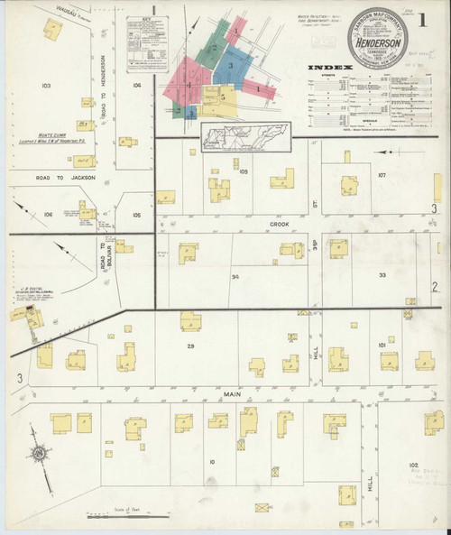 Henderson Tennessee 1913 - Fire Insurance Index - Old Map Reprint
