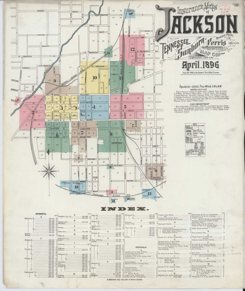 Jackson Tennessee 1896 - Fire Insurance Index - Old Map Reprint